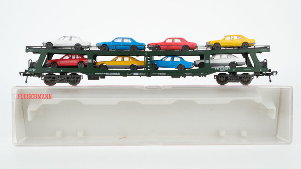Fleischmann H0 5285 Doppelstock-Autotransportwagen mit 8 PKW DB