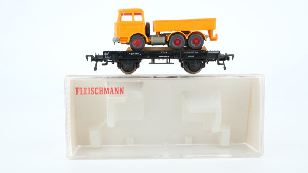 Fleischmann H0 5219 Flachwagen mit LKW (Mercedes) 30 80 942 0 622-1 DB