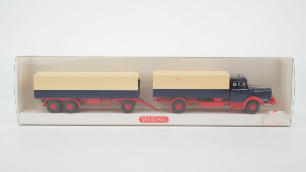 Wiking H0 8910240 Krupp Titan Pritschen-Lastzug  dunkelblau, beige, rot
