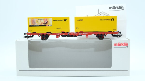 Märklin H0 47708 Behälter-Tragwagen Deutsche Post (Containerwagen)  Lgns 570 der DB AG Postmuseumswagen 2000