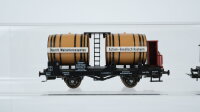 Unbekannt H0 Konvolut Flachdachwagen "Amica, Brauerei Rettenmeyer" Behältertragewagen, Weinfasswagen