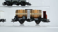 Unbekannt H0 Konvolut Flachdachwagen "Amica, Brauerei Rettenmeyer" Behältertragewagen, Weinfasswagen