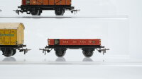 Märklin H0 Konvolut Schotterwagen "367" Hochbordwagen "365" gedeckter Güterwagen "382" Niederbordwagen "364" Weinfasswagen