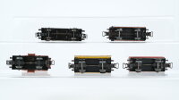Märklin H0 Konvolut Schotterwagen "367" Hochbordwagen "365" gedeckter Güterwagen "382" Niederbordwagen "364" Weinfasswagen