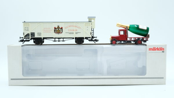 Märklin H0 48002 Museumswagen (Museum 2002) "Kessler & Co." + Mercedes LKW mit Sektflasche DR
