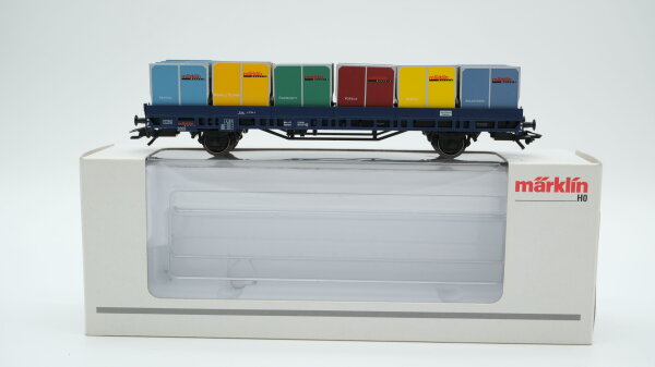 Märklin H0 48505 Niederbordwagen mit Rollplattenbehältern  Post 2-t13