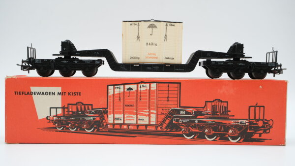 Märklin H0 4618 Tiefladewagen mit Kiste DB