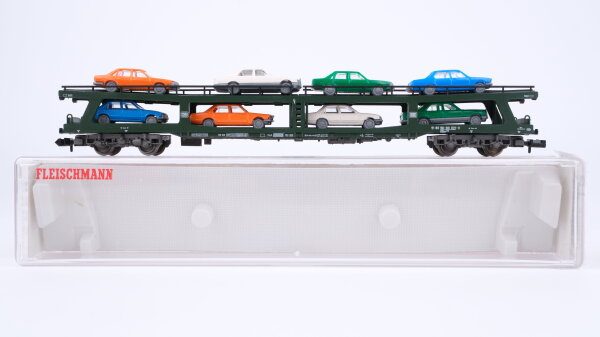 Fleischmann N 8285 Doppelstockw. Autotransport mit 8 PKW DDm 915 DB