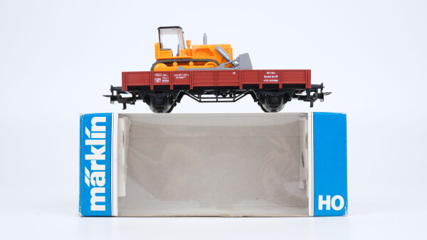 Märklin H0 4424 Niederbordwagen (mit Planierraupe)  Kklm 505  X05 der DB