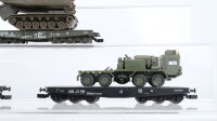 Liliput H0 Konvolut Flachwagen mit Panzer Militärfahrzeugen Bundeswehr DB