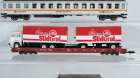 Fleischmann u.a. H0 Konvolut Rollende Landstraßen mit LKW "Südtirol Krafts Kalle" mit Personenwagen Kombiverkehr DB