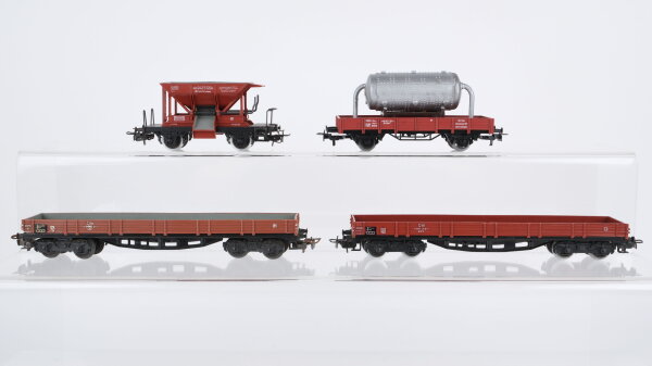 Märklin H0 Konvolut Niederbordwagen teilbeladen Talbot-Trichterwagen DB