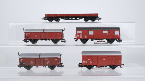 Märklin H0 Konvolut Schiebedachwagen gedeckte Güterwagen Niederbordwagen DB (Kupplung fehlt)
