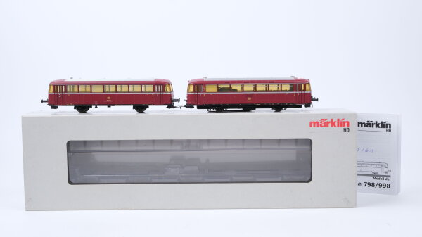 Märklin H0 39980 Schienenbus BR 798 mit Steuerwagen BR 998 DB Wechselstrom Digital Sound mfx