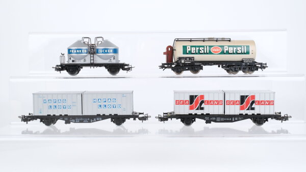 Märklin H0 Konvolut Kesselwagen "Persil" Silowagen "Franken Zucker"  Containertragwagen beladen "Sealand Hapag-Lloyd" DB