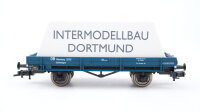 Fleischmann H0 815214K Niederbordwagen mit Planladung "Intermodellbau Dortmund" DB