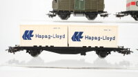 Märklin H0 Konvolut Containertragewagen "DB, Hapag-Lloyd" Güterzugbegleitwagen "310" Kranwagen und Kranschutzwagen DB