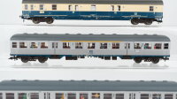 Fleischmann H0 Konvolut Abteilwagen 1/2.Kl. Grossraumwagen 2.Kl. "Silberling" Postwagen beige/oceanblau DB