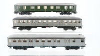 Märklin H0 Konvolut Personenwagen "Silberling" 2.Kl. Personenwagen mit Führerstand "Silberling" Packwagen grün DB