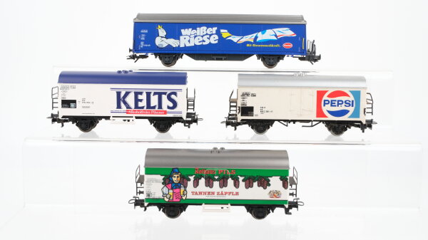 Märklin H0 Konvolut Kühlwagen "Rothaus Pils, Pepsi, Kelts" Seitenwandschiebewagen "Weißer Riese" DB