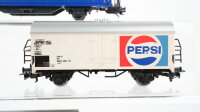 Märklin H0 Konvolut Kühlwagen "Rothaus Pils, Pepsi, Kelts" Seitenwandschiebewagen "Weißer Riese" DB