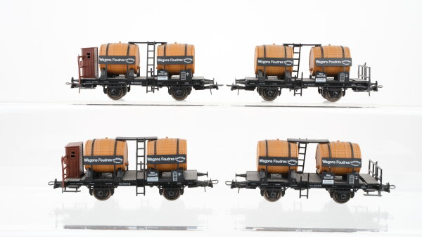 Unbekannt H0 Konvolut Fasswagen "Wagons Foundres" Fasswagen mit Bremserhaus "Wagon Foudres" Länderbahn