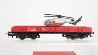 Märklin H0 Konvolut "Feuerwehr" Niederbordwagen mit Hubschrauber Rungenwagen mit Container "Einsatzleitung" Gerätewagen DB