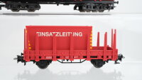 Märklin H0 Konvolut "Feuerwehr" Niederbordwagen mit Hubschrauber Rungenwagen mit Container "Einsatzleitung" Gerätewagen DB