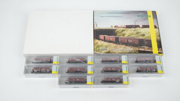 Minitrix N 15449 Wagenset 10 Selbstentladewagen Erz Id DB