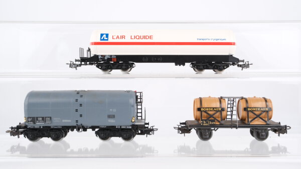 Märklin H0 Konvolut Kesselwagen "Lair Liquide" Schweröl-Kesselwagen Weinfasswagen 308 "Bordeaux" DB