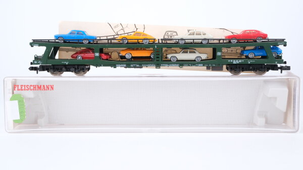 Fleischmann N 8285 Doppelstockw. Autotransport mit 8 PKW DDm 915 DB