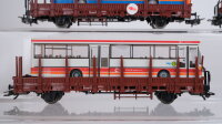 Märklin H0 Konvolut Rungenwagen teilbeladen mit Omnibussen "WSW CE" DB (Rungen fehlen)