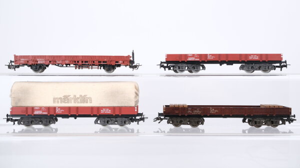 Märklin H0 Konvolut Niederrbordwagen teilweise mit Plandach DB