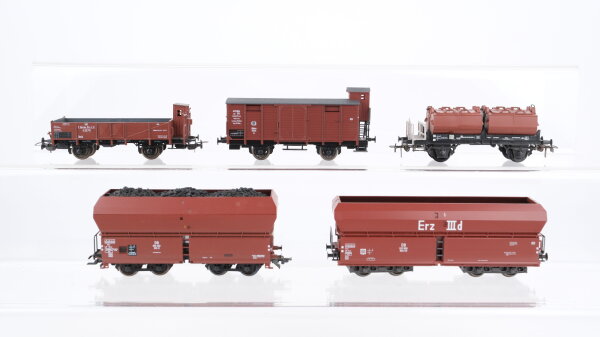 Unbekannt H0 Konvolut Selbstentladewagen gedeckter Güterwagen Mittelbordwagen Kübelwagen DB u.a.