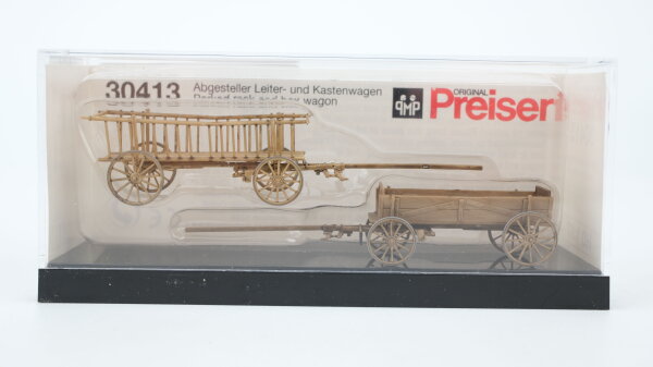 Preiser H0 30413 Abgestellter Leiter- und Kastenwagen