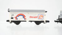 Minitrix N Konvolut Containertragwagen "Adidas Modellbahntreff 1997" Schiebewandwagen "Idee+Spiel" Behältertragwagen DB