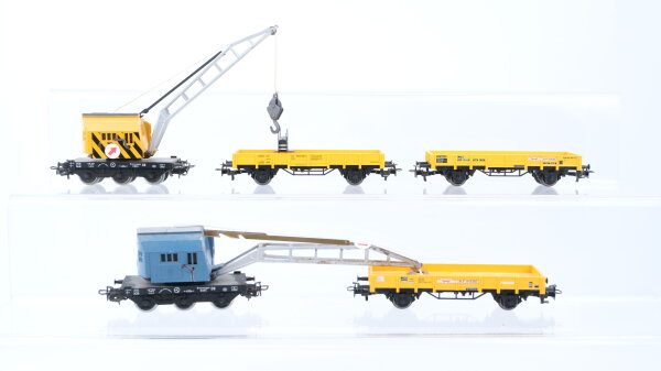 Märklin H0 Konvolut Kranwagen Kranschutzwagen Niederbordwagen DB