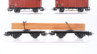 Märklin H0 Konvolut gedeckte Güterwagen Drehschemelwagen mit Langholz DB u.a.