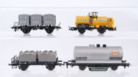 Unbekannt H0 Konvolut Schienenreinigungswagen Kesselwagen "Esso Butter" Kübelwagen Behältertragwagen "Von Haus zu Haus" DB