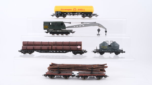 Lima u.a. H0 Konvolut Kranwagen Langholzwagen Kesselwagen "Shell" Silowagen DB u.a.