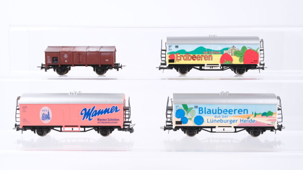 Roco H0 Konvolut Kühlwagen "Blaubeeren Erdbeeren Manner" Klappdeckelwagen DB u.a.