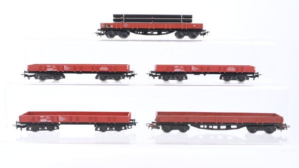 Märklin H0 Konvolut Niederbordwagen teilbeladen DB