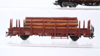 Märklin H0 Konvolut Rungenwagen teilbeladen Plandachwagen Drehschemelwagen mit Rohren "VAW" DB u.a.
