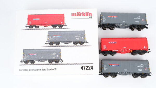 Märklin H0 47224 Güterwagen-Set Schiebeplanenwagen "Nacco" Shimmns NS
