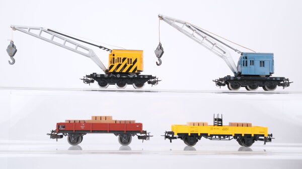 Märklin H0 Konvolut Kranwagen Kranschutzwagen Niederbordwagen beladen DB