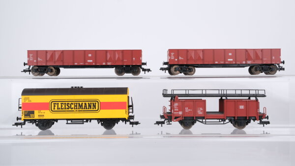 Fleischmann H0 Konvolut Hochbordwagen gedeckter Güterwagen Autotransportwagen DB