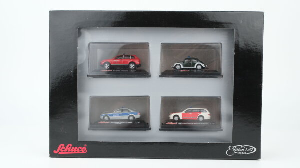 Schuco H0 9655 Fahrzeug-Set Edition Metal Einsatzfahrzeuge Polizei,Feuerwehr,Notarzt