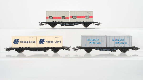Märklin H0 Konvolut  Containertragwagen beladen "Hapag-Lloyd" DB