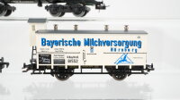 Trix u.a. H0 Konvolut Schienenreinigungswagen Kesselwagen "Bayer BP" Kühlwagen "Bayrische Milchversorgung DB u.a.