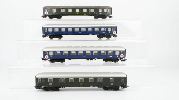 Märklin H0 Konvolut Personenwagen 1.Kl. blau Packwagen grün DB (Abbrüche)